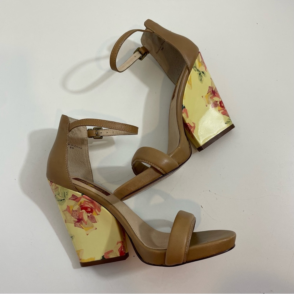 7 For All Mankind Floral Baddie Heels Sandals size 8M Coquette Cottagecore